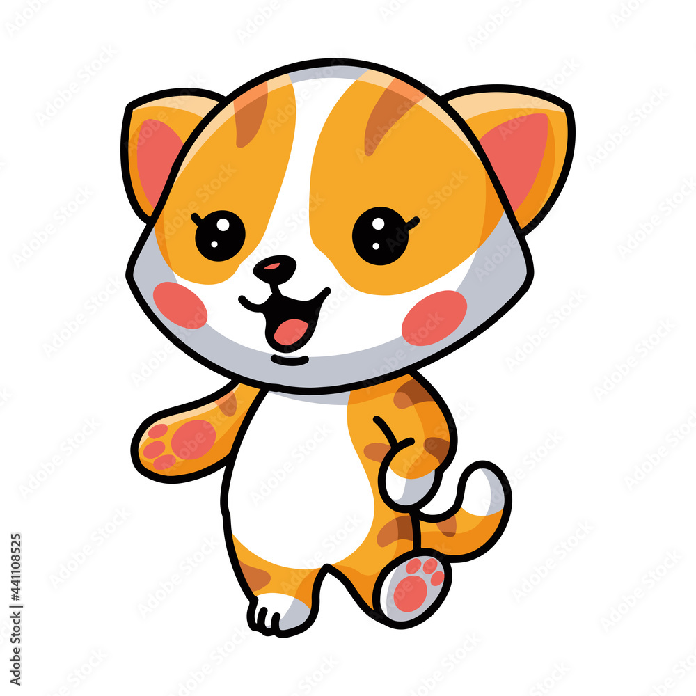 Cute little orange cat cartoon posing Cute little orange cat cartoon posing