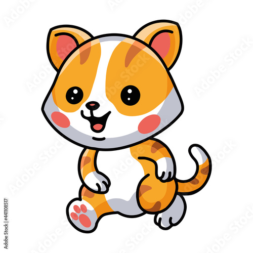 Cute little orange cat cartoon running