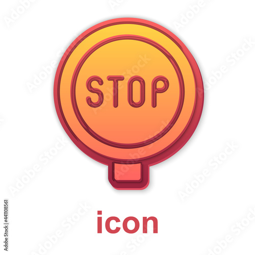 Gold Stop sign icon isolated on white background. Traffic regulatory warning stop symbol. Vector