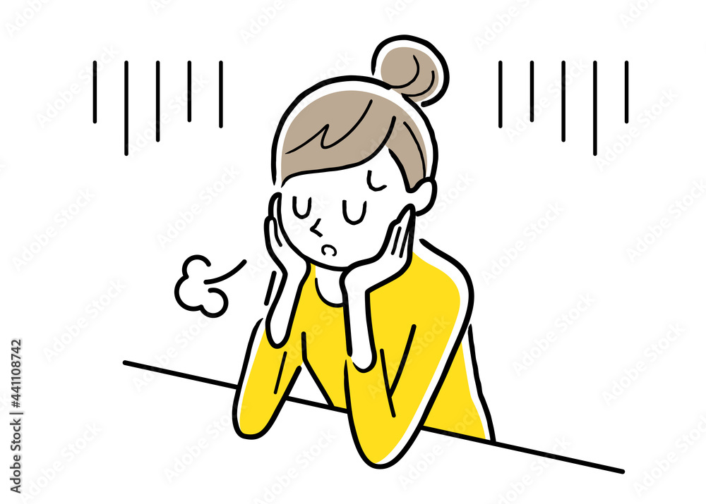 ベクターイラスト素材 ため息をつき落ち込む女性 Stock Vector Adobe Stock