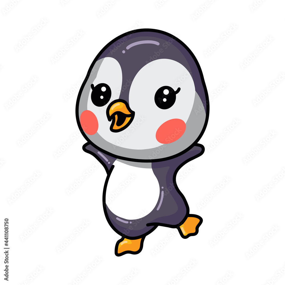 Cute little baby penguin cartoon posing