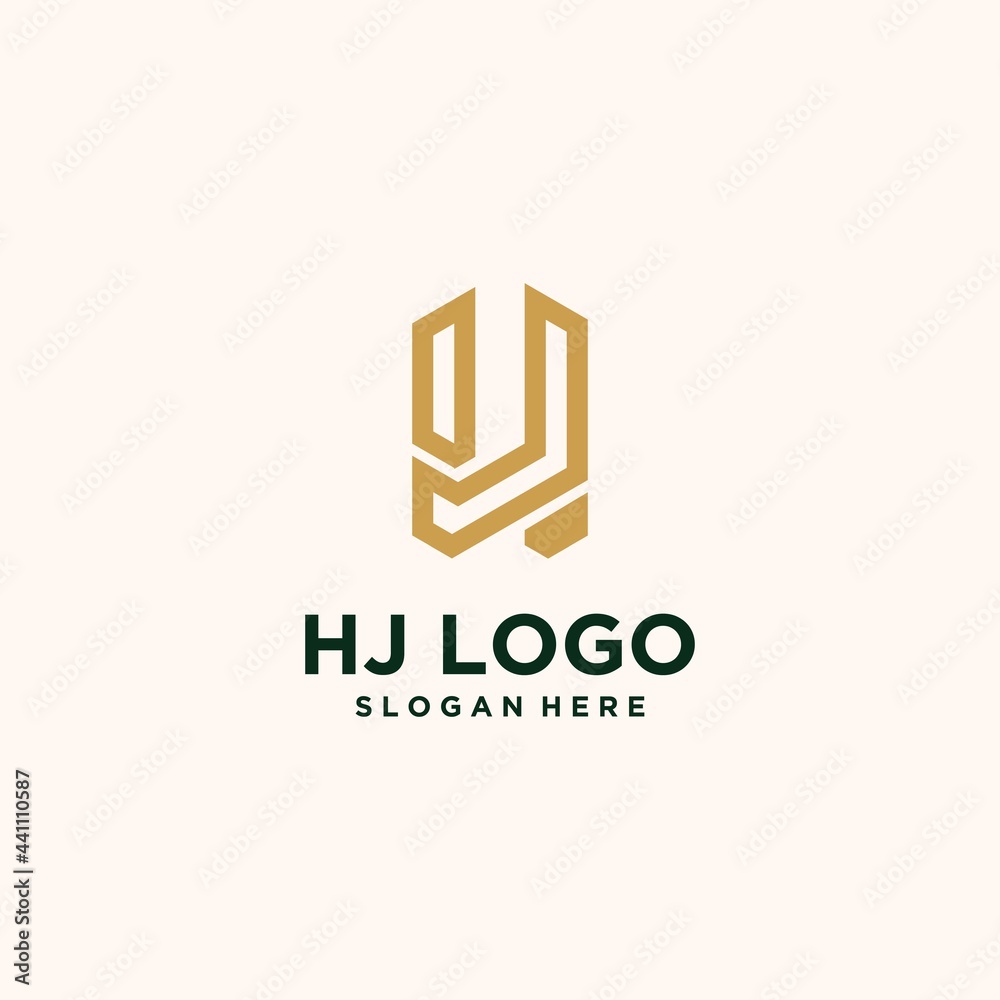Fototapeta premium H,j design template, abstract minimalist h.j initial logo with trendy style