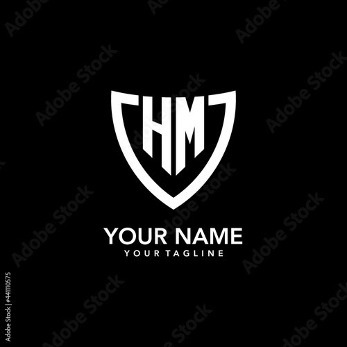 HM monogram initial logo with clean modern shield icon design