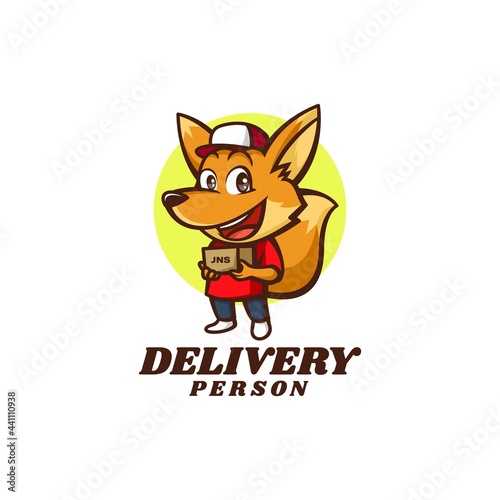 Vector Logo Illustration Deliveryman Fox Mascot Cartoon Style. © Artnivora