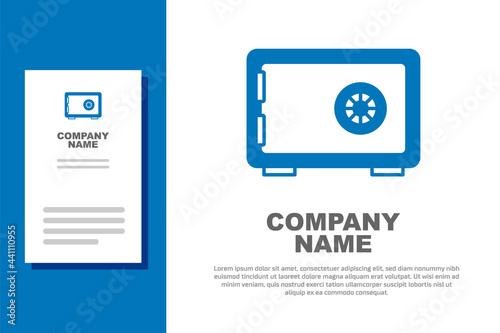 Blue Safe icon isolated on white background. The door safe a bank vault with a combination lock. Reliable Data Protection. Logo design template element. Vector
