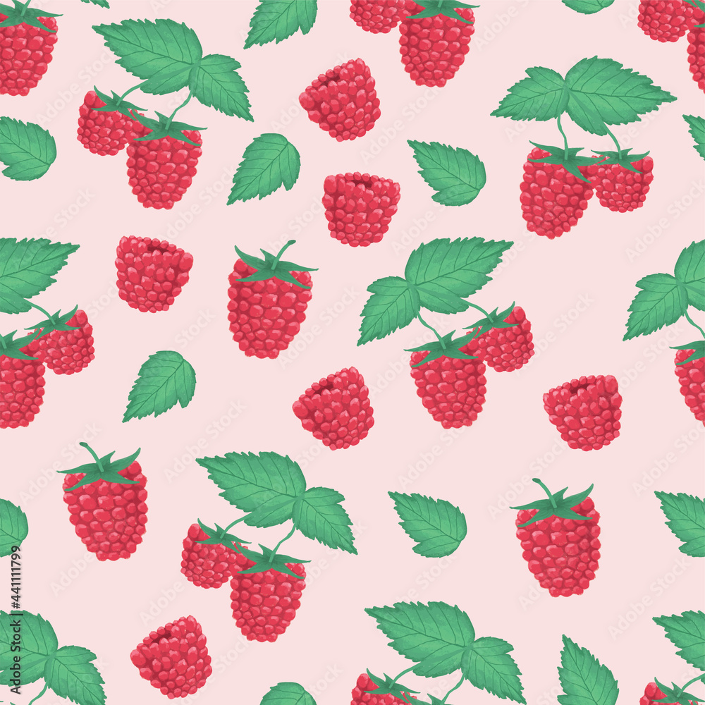 Raspberry Illustration seamless pattern design Raspberry Illustration seamless pattern design