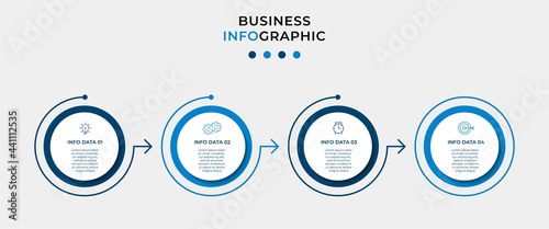 Business Infographic design template Vector with icons and 4 options or steps. Can be used for process diagram, presentations, workflow layout, banner, flow chart, info graph