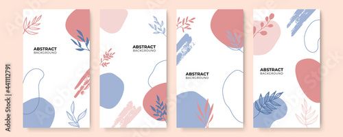 Creative hard paint cover design backgrounds vector. Minimal trendy style organic shapes pattern with copy space for text design for invitation, Party card,Social Highlight Covers and stories page