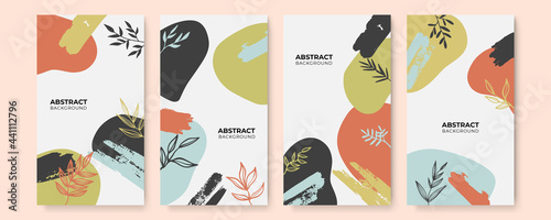 Creative hard paint cover design backgrounds vector. Minimal trendy style organic shapes pattern with copy space for text design for invitation, Party card,Social Highlight Covers and stories page