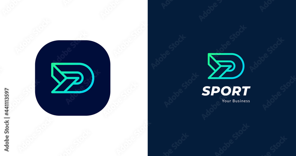 Initial D letter logo design template, line concept, vector illustration Initial D letter logo design template, line concept, vector illustration