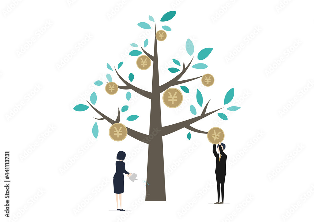 金のなる木 お金を育てるイラスト素材 Stock Vector Adobe Stock