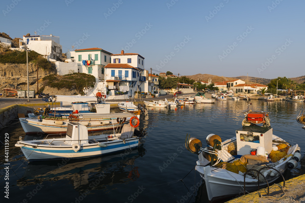 The harbor village on the west coast of the small Greek island of Agios Efstratios in the North Aegean