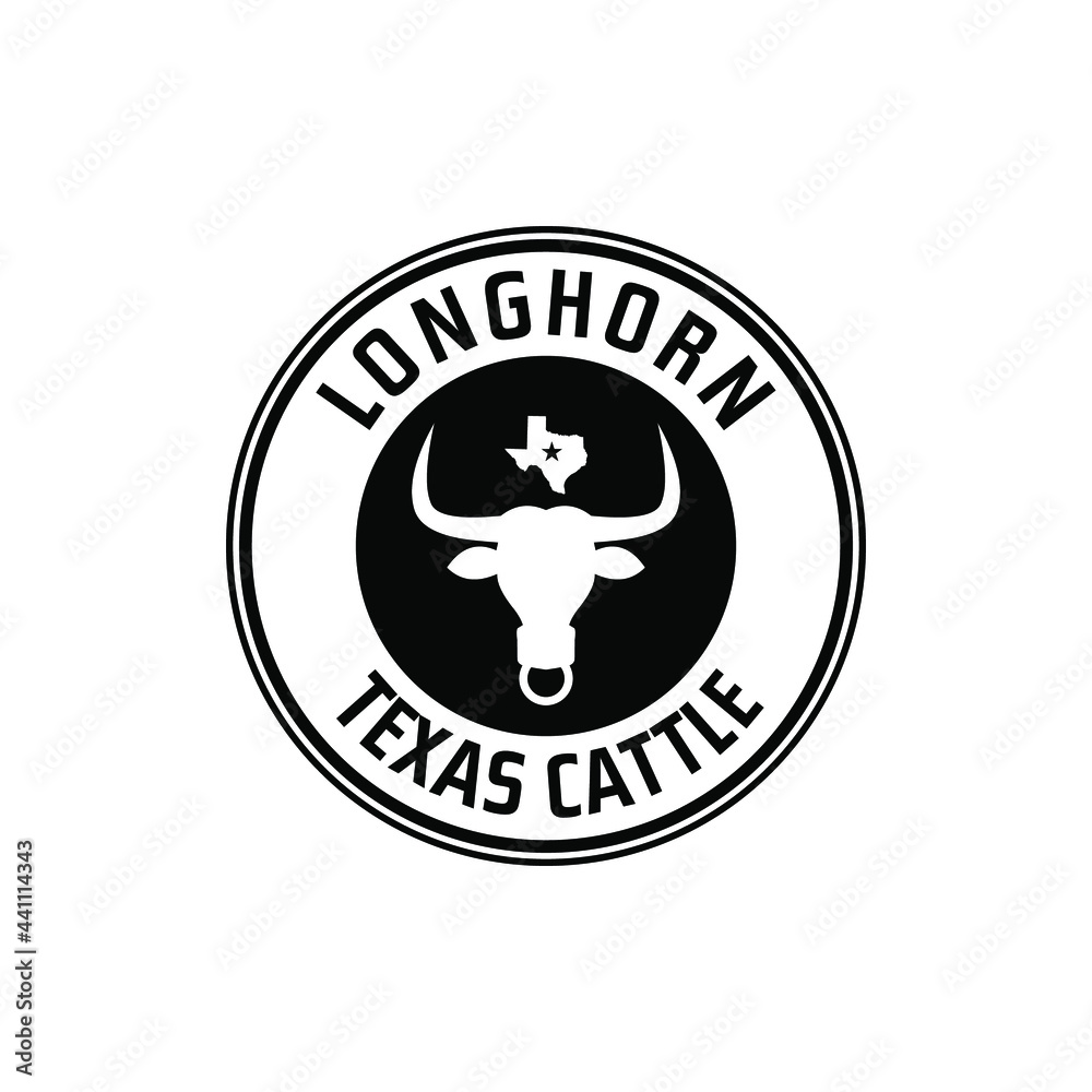 Texas Longhorn Cow, Country Western Bull Cattle Vintage Label Logo ...