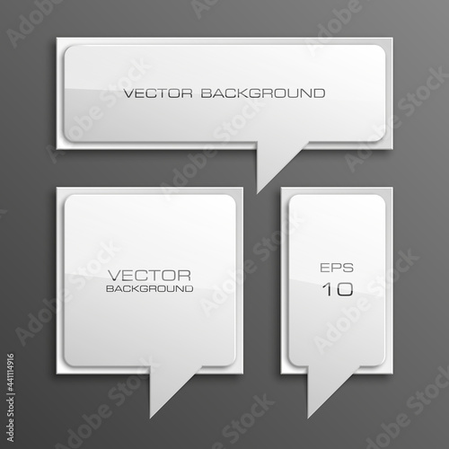 Colloquial cloud on a rectangular background. Square banner. Three speech bubbles. Abstract vector banner. Design shape. Rectangle form.