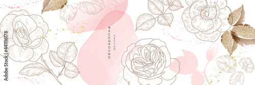 minimal background in rose and tropical summer leaf