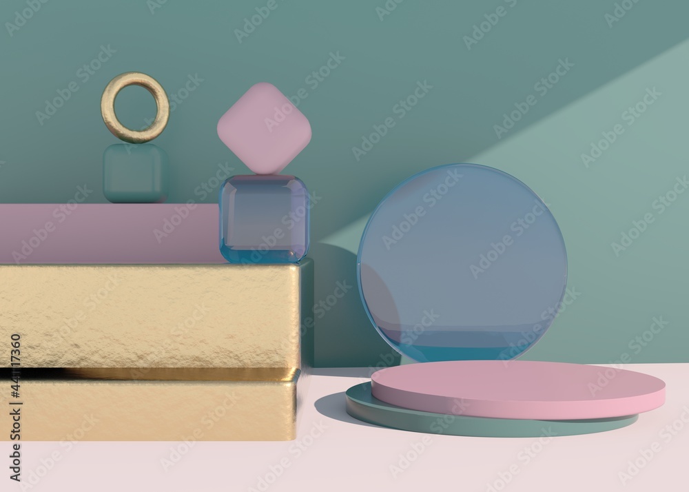 Abstract empty podium with shadow. Mock up stand for product presentation. 3D Render. Minimal concept. Display product. Abstract empty podium with shadow. Mock up stand for product presentation. 3D Render. Minimal concept. Display product.