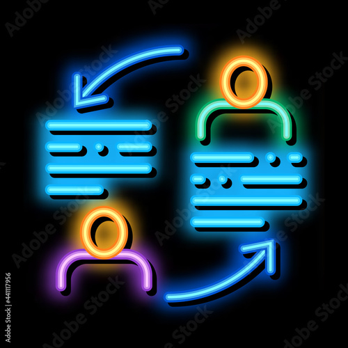knowledge sharing neon light sign vector. Glowing bright icon knowledge sharing sign. transparent symbol illustration