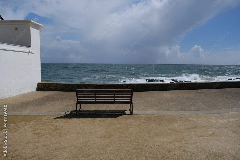 The shore and the Atlantic ocean in the west of France. Spring 2021, city of Batz-sur-mer.