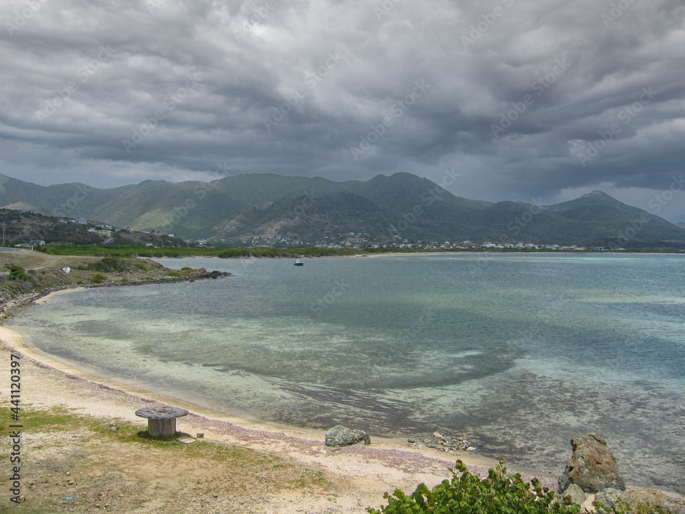 View of bay in St Martin, West Indies
