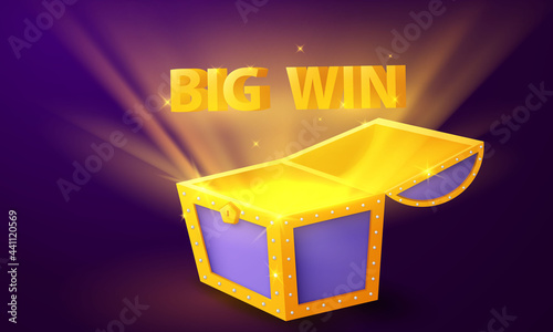 treasure chest Big win Casino Luxury vip Celebration party Gambling banner background.