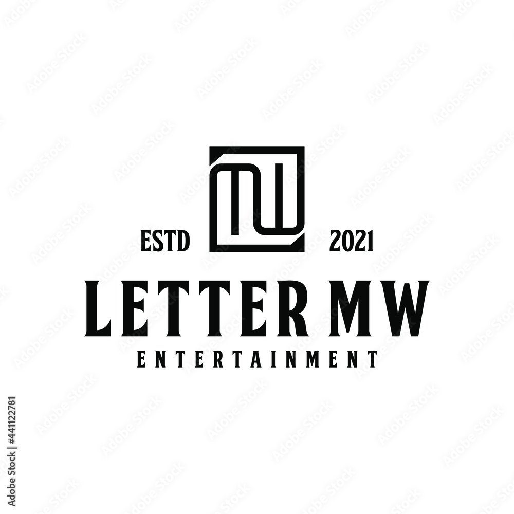 Monogram Initials MW WM, Letter W M  logo design 