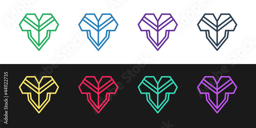 Set line Traditional mexican poncho clothing icon isolated on black and white background. Vector