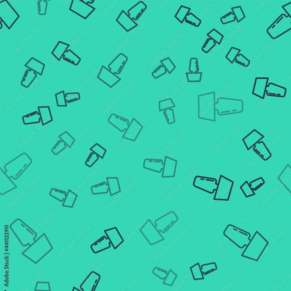 Black line Table lamp icon isolated seamless pattern on green background. Desk lamp. Vector Black line Table lamp icon isolated seamless pattern on green background. Desk lamp. Vector