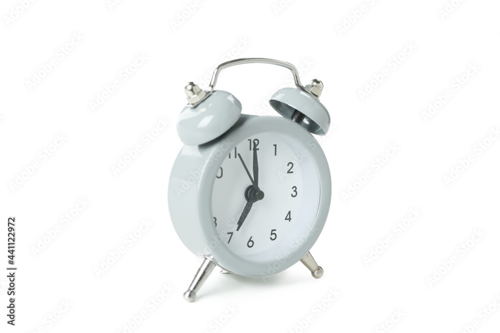 Gray alarm clock isolated on white background Gray alarm clock isolated on white background