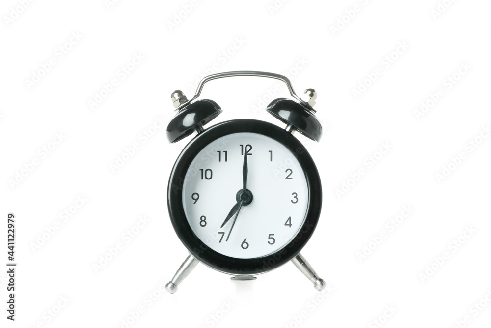 Black alarm clock isolated on white background Black alarm clock isolated on white background