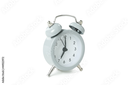 Gray alarm clock isolated on white background