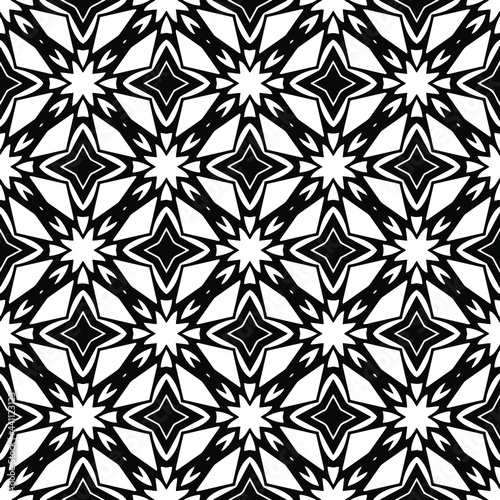  floral seamless pattern background.Geometric ornament for wallpapers and backgrounds. Black and white pattern. 