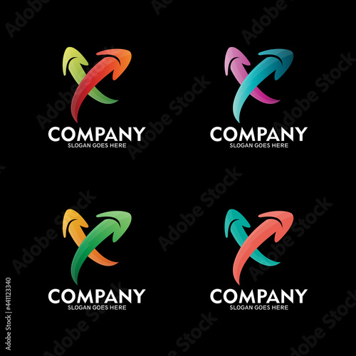 Letter X arrow logo design, vector logo template