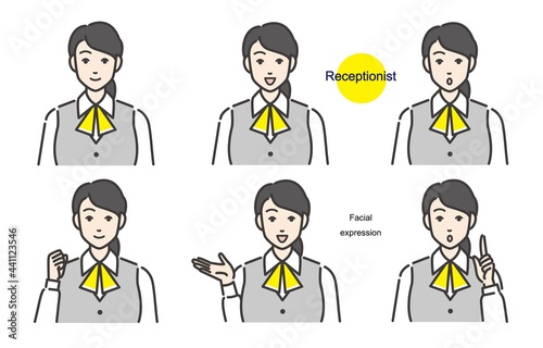 受付・事務員の女性のイラストカット ベクター 