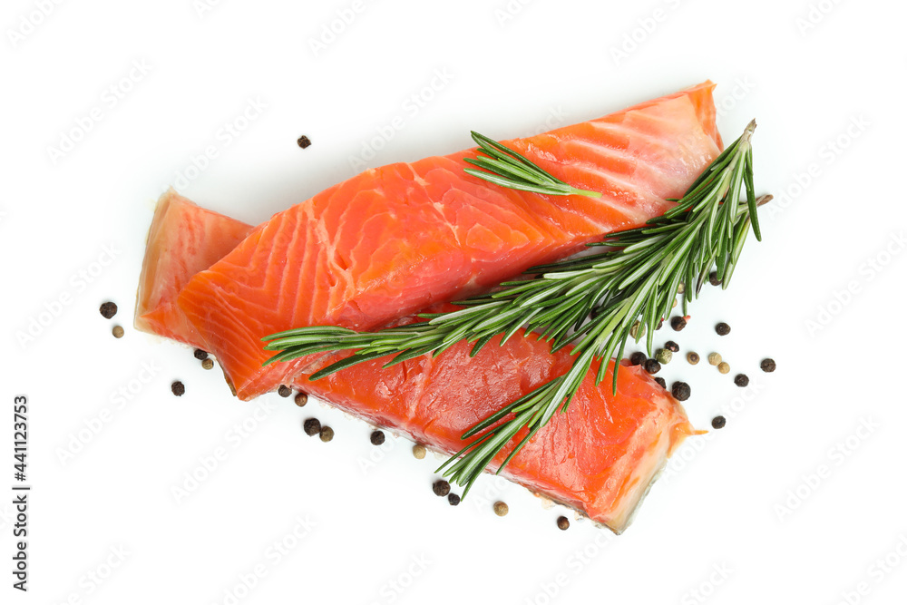 Fresh raw salmon isolated on white background Fresh raw salmon isolated on white background