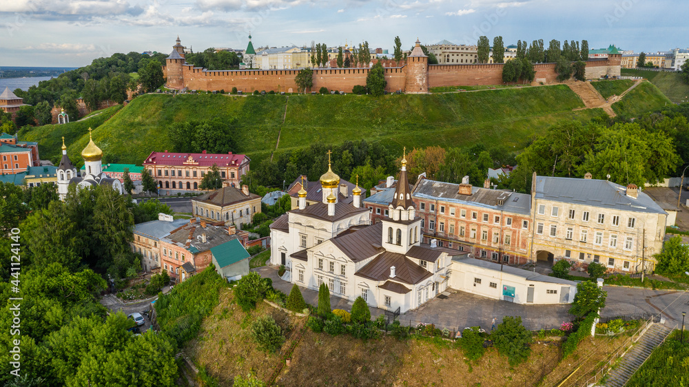 Nizhny Novgorod Kremlin. Church of Elijah the Prophet. Aerial view.