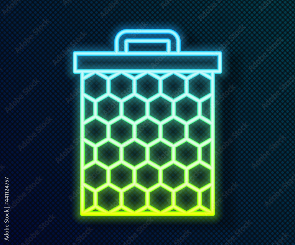 Glowing neon line Honeycomb icon isolated on black background. Honey cells symbol. Sweet natural food. Vector Glowing neon line Honeycomb icon isolated on black background. Honey cells symbol. Sweet natural food. Vector