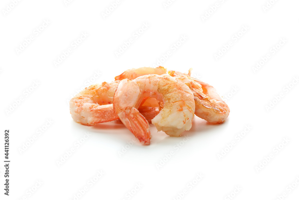 Tasty grilled shrimps isolated on white background Tasty grilled shrimps isolated on white background