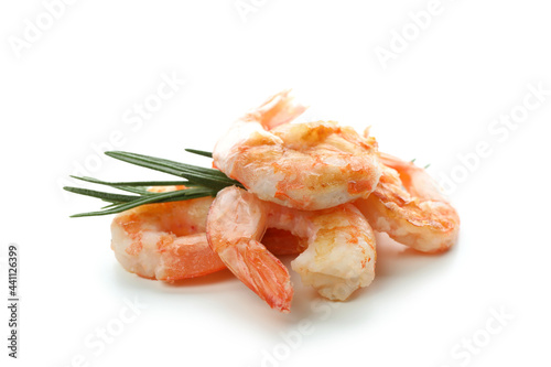 Tasty grilled shrimps isolated on white background