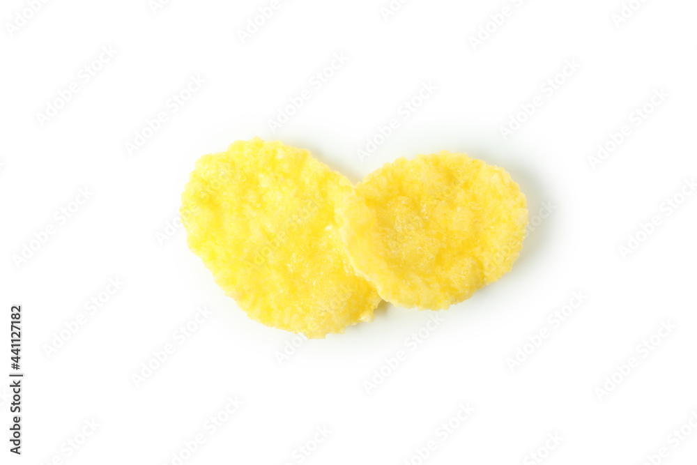 Dry uncooked corn flakes isolated on white background Dry uncooked corn flakes isolated on white background