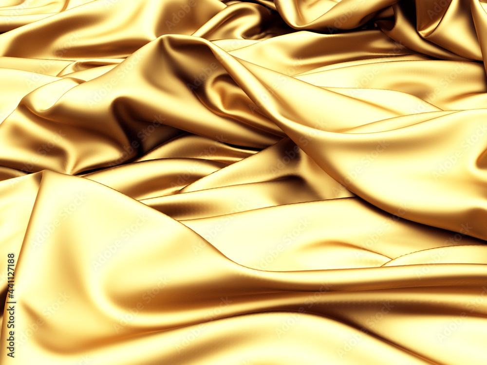 Golden silk elegant background. Texture of fabric