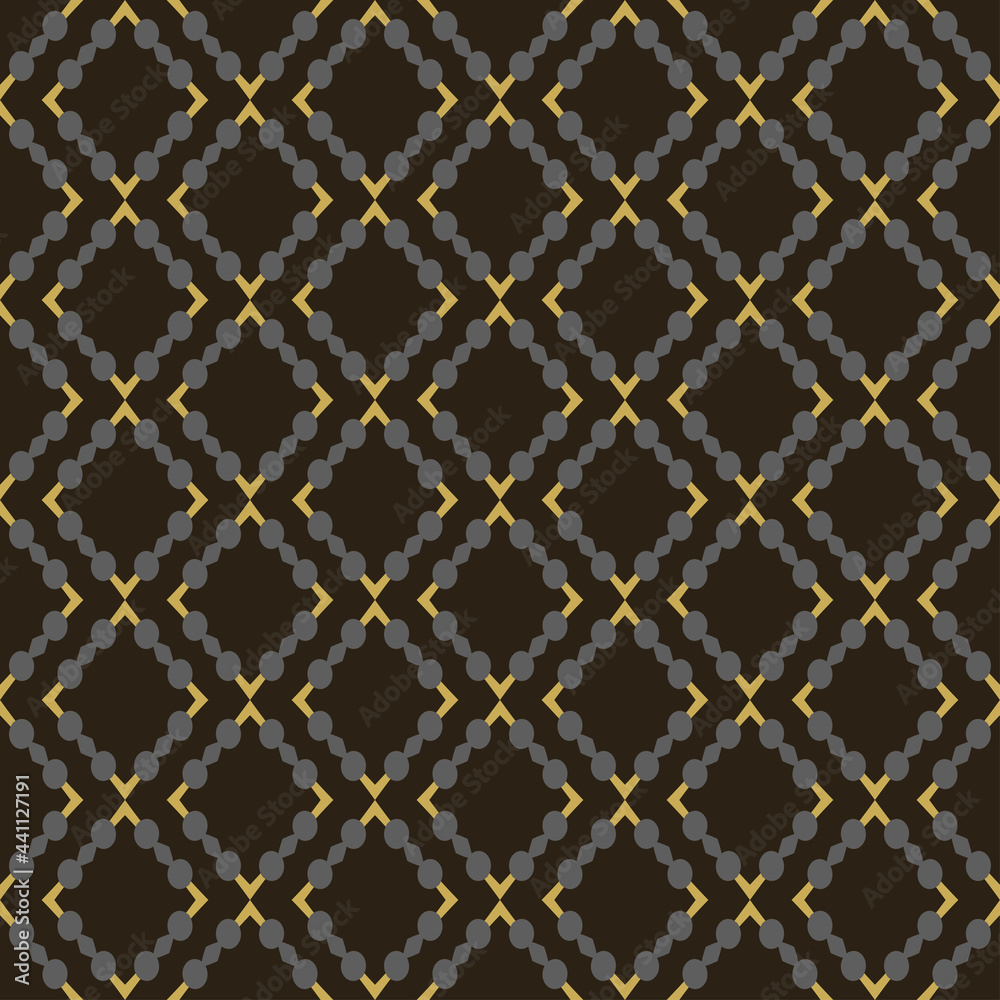 Fototapeta premium Background pattern with decorative vintage style ornament on a black background, wallpaper. Seamless pattern, texture