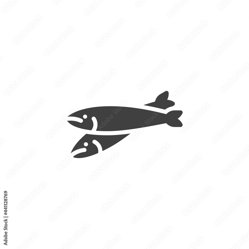 Dried anchovies fish vector icon Dried anchovies fish vector icon