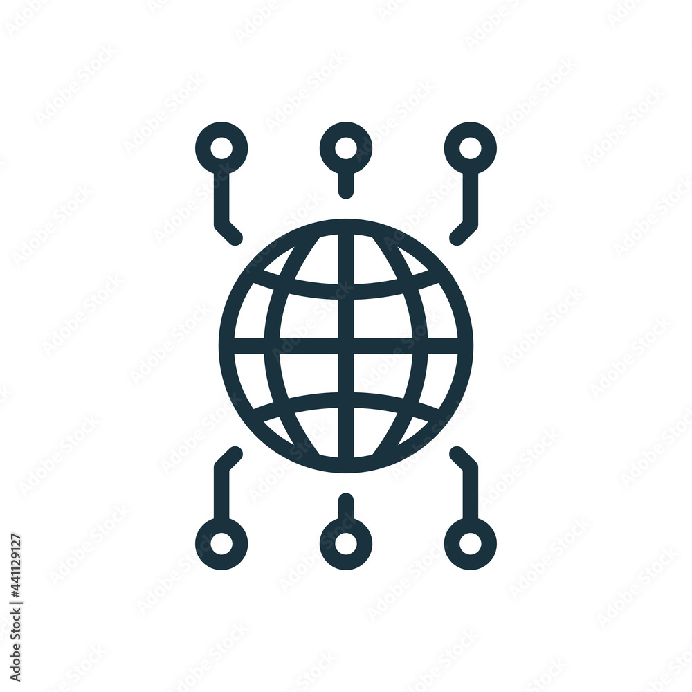 Global Network Line Icon. International Grid for Community. Worldwide Network Linear Icon. Editable stroke. Vector Illustration Global Network Line Icon. International Grid for Community. Worldwide Network Linear Icon. Editable stroke. Vector Illustration