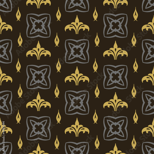 Royal background pattern with decorative elements on black background  wallpaper. Seamless pattern  texture