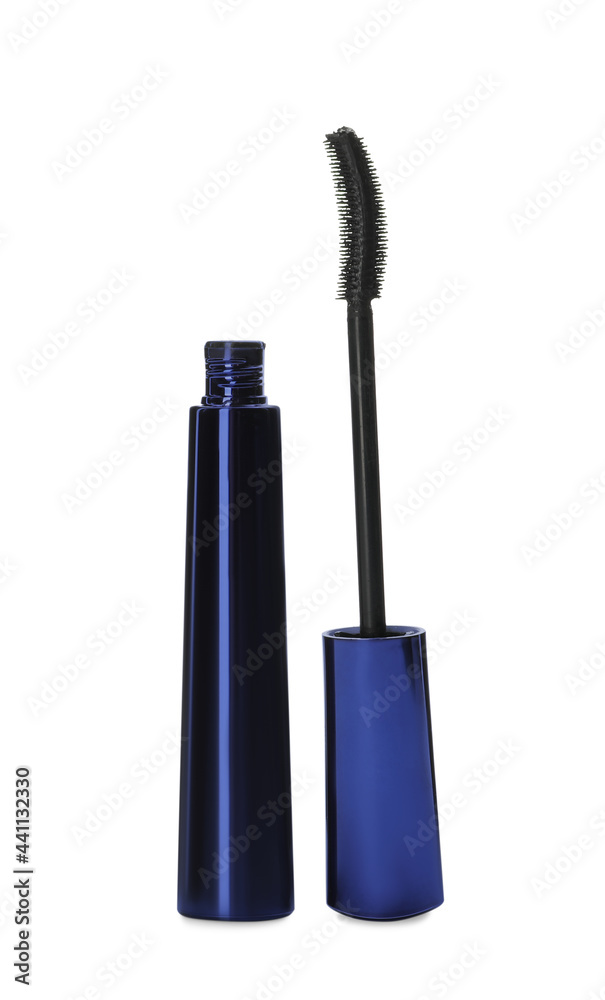 Mascara for eyelashes on white background. Makeup product Mascara for eyelashes on white background. Makeup product
