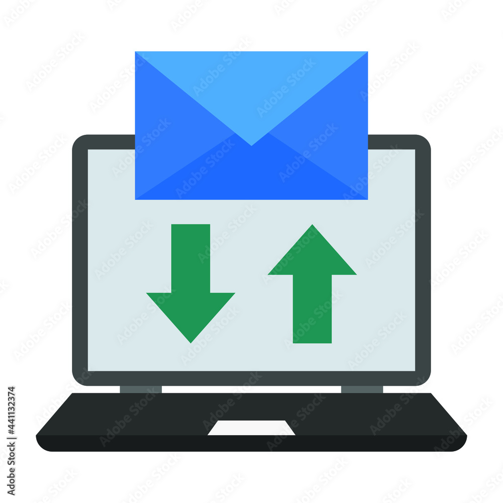 exchange mails from computer icon illustration vector graphic