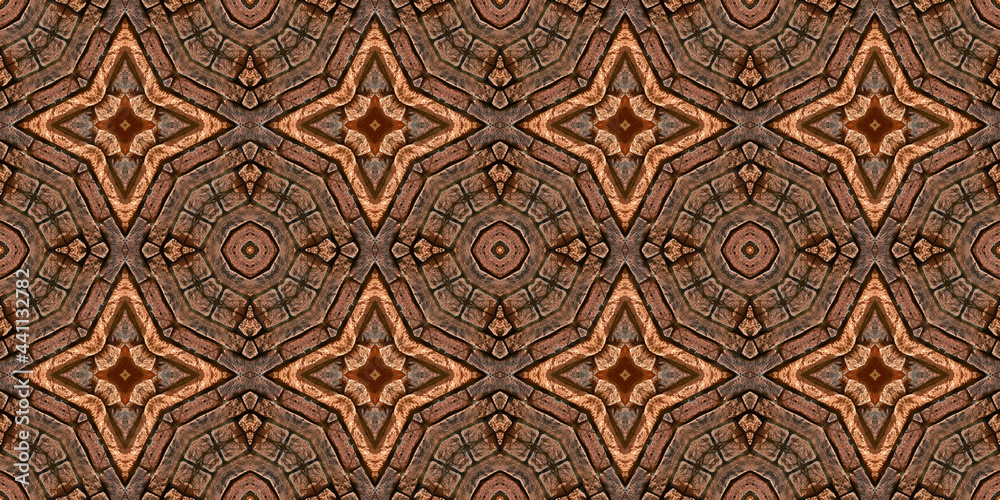 Abstract mosaic seamless pattern with texture of old red bricks and cement.