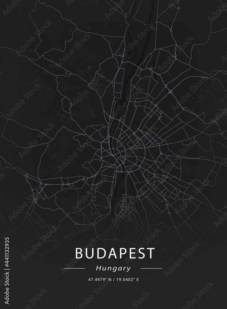 Fototapeta premium Map of Budapest, Hungary