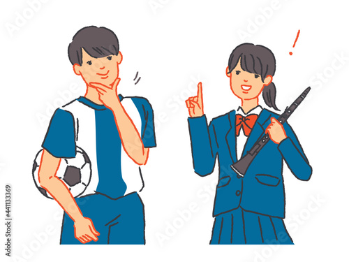 納得・解決した学生のセットイラスト（部活）