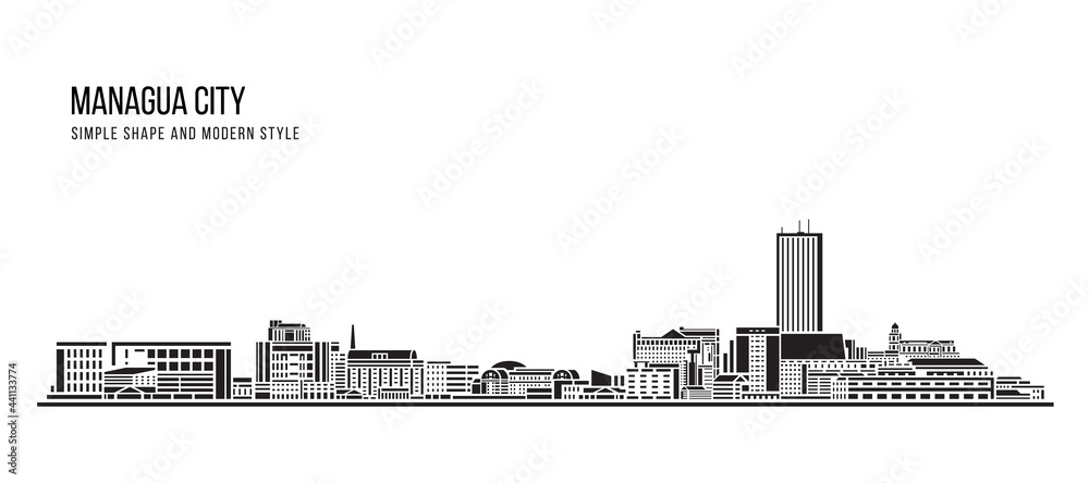 Cityscape Building Abstract Simple shape and modern style art Vector design - Managua city